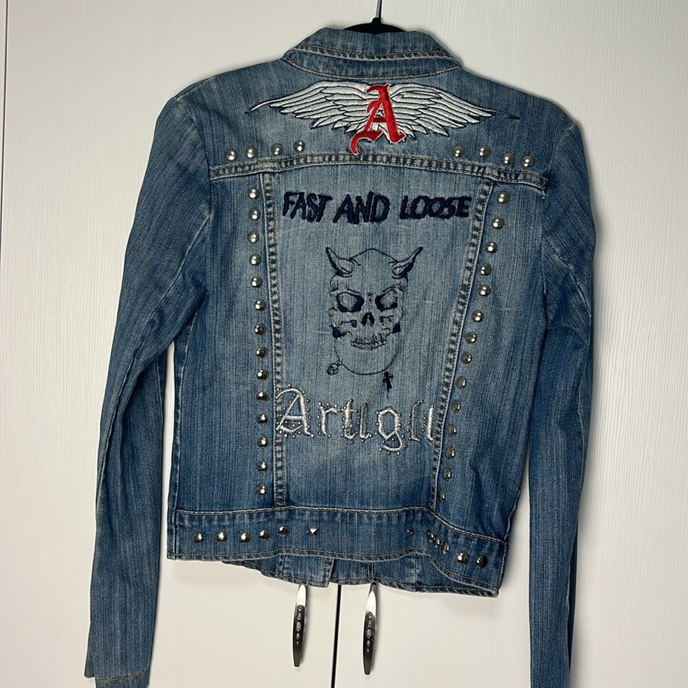Artigli Blue Jean Jacket blazer with Studded Details size S